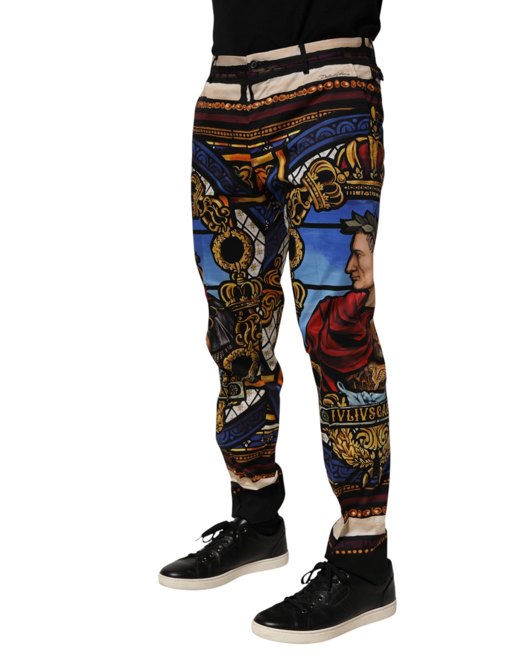 Dolce & Gabbana Multicolor Julias Ceasar Print Tapered Men's Pants