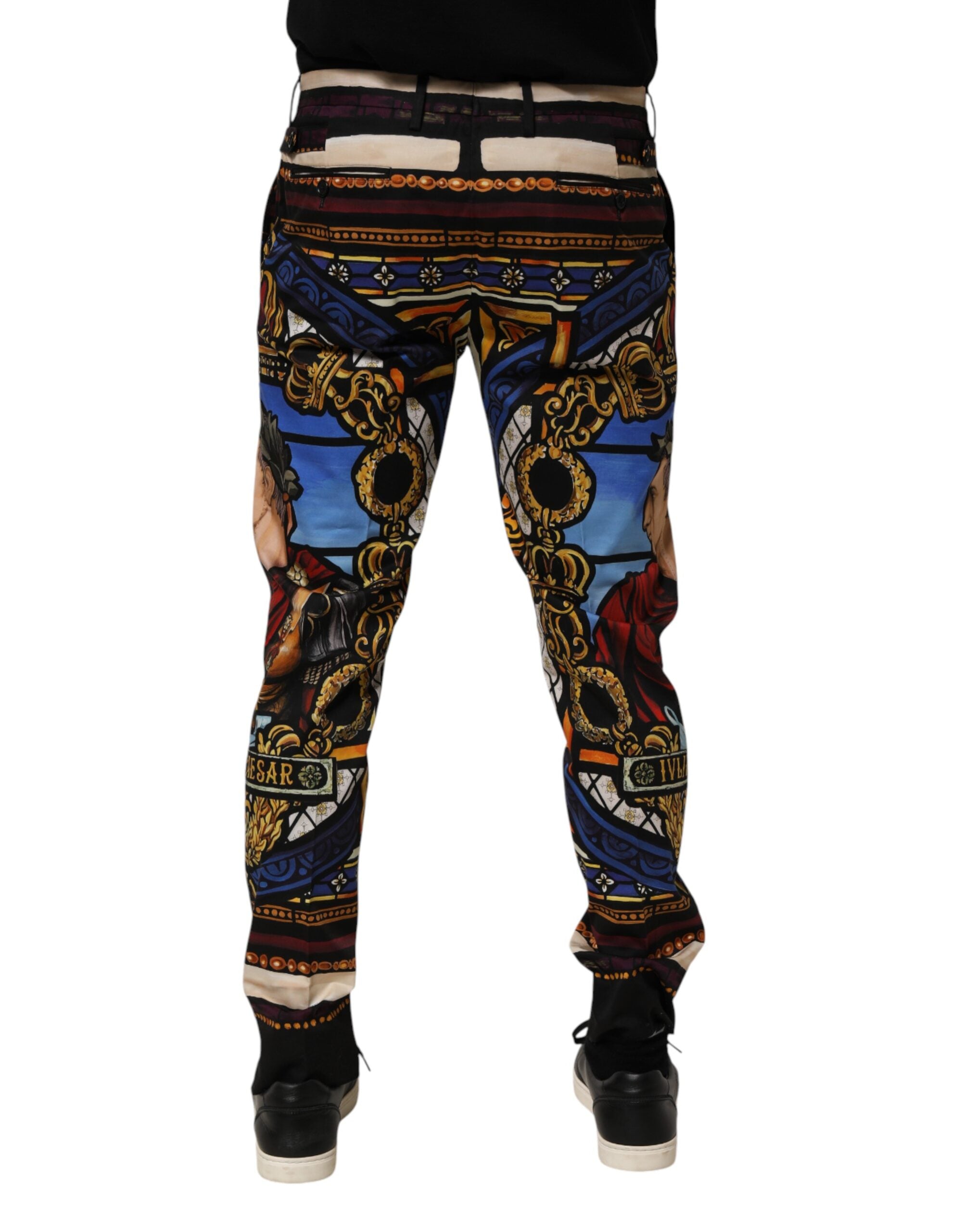 Dolce & Gabbana Multicolor Julias Ceasar Print Tapered Men's Pants