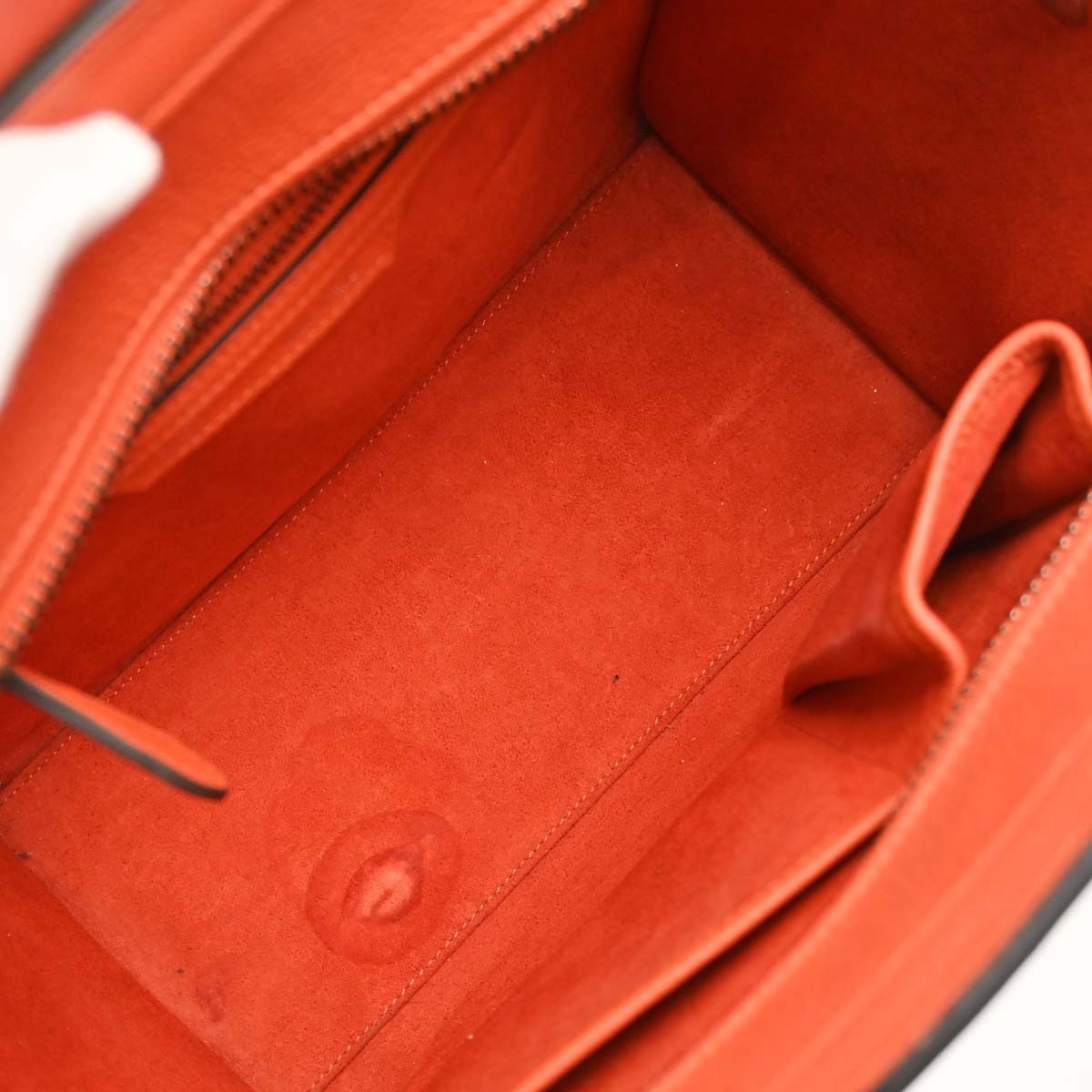 Celine Luggage Grainy Leather Red Leather Handbag (Pre-Owned)
