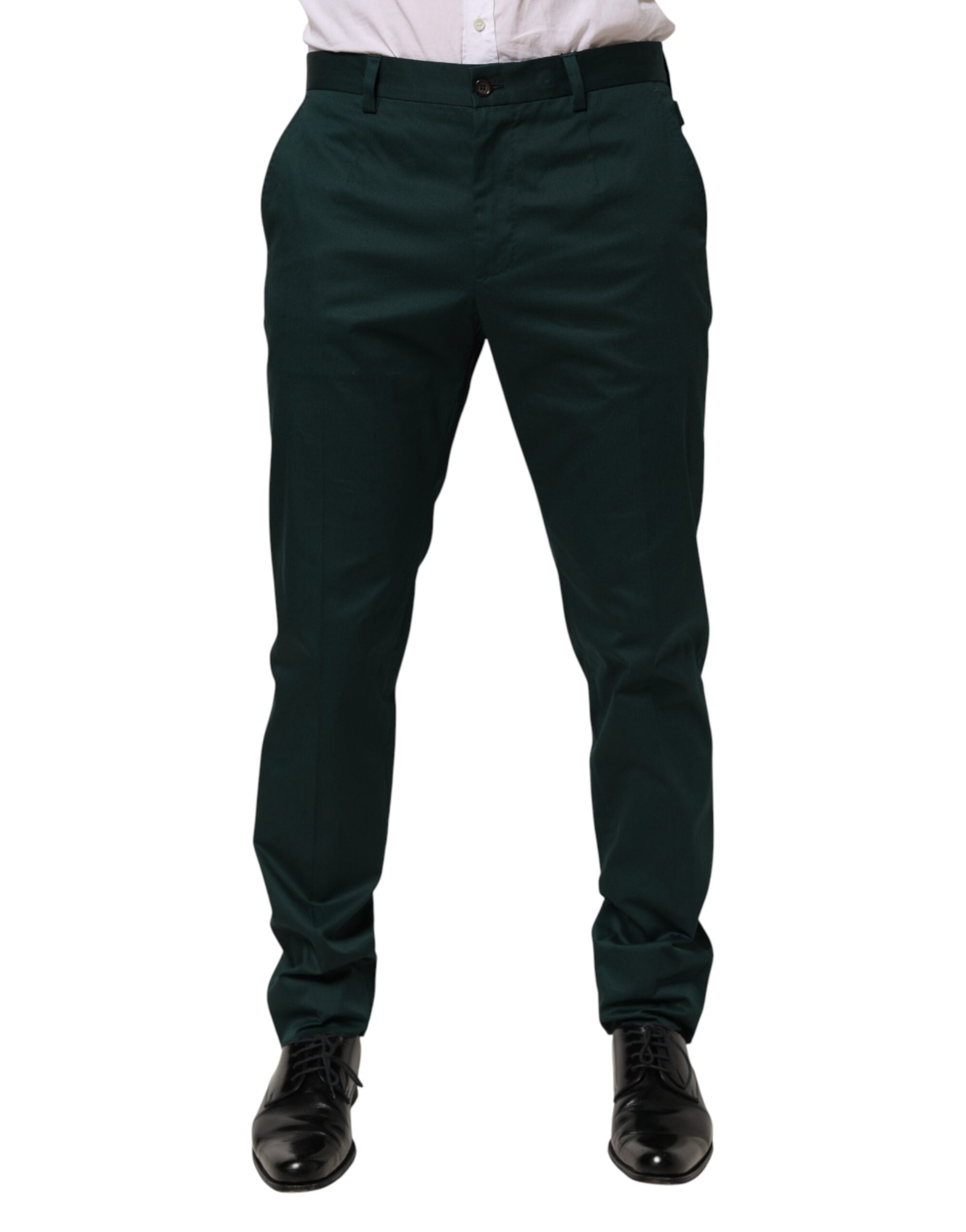 Dolce & Gabbana Green Cotton Formal Dress Men Trouser Men's Pants