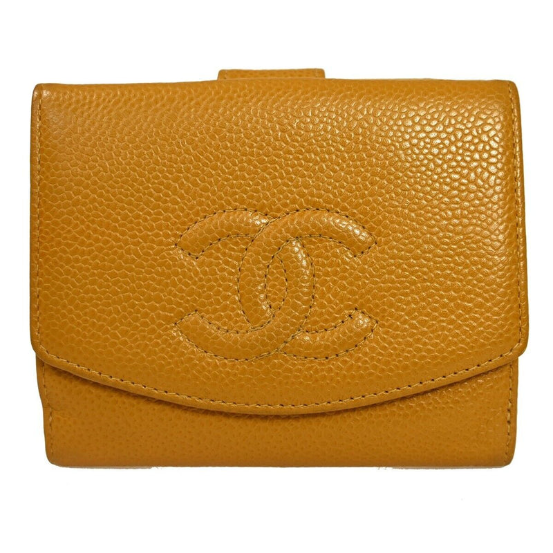 Chanel Coco Mark Yellow Leather Wallet  (Pre-Owned)