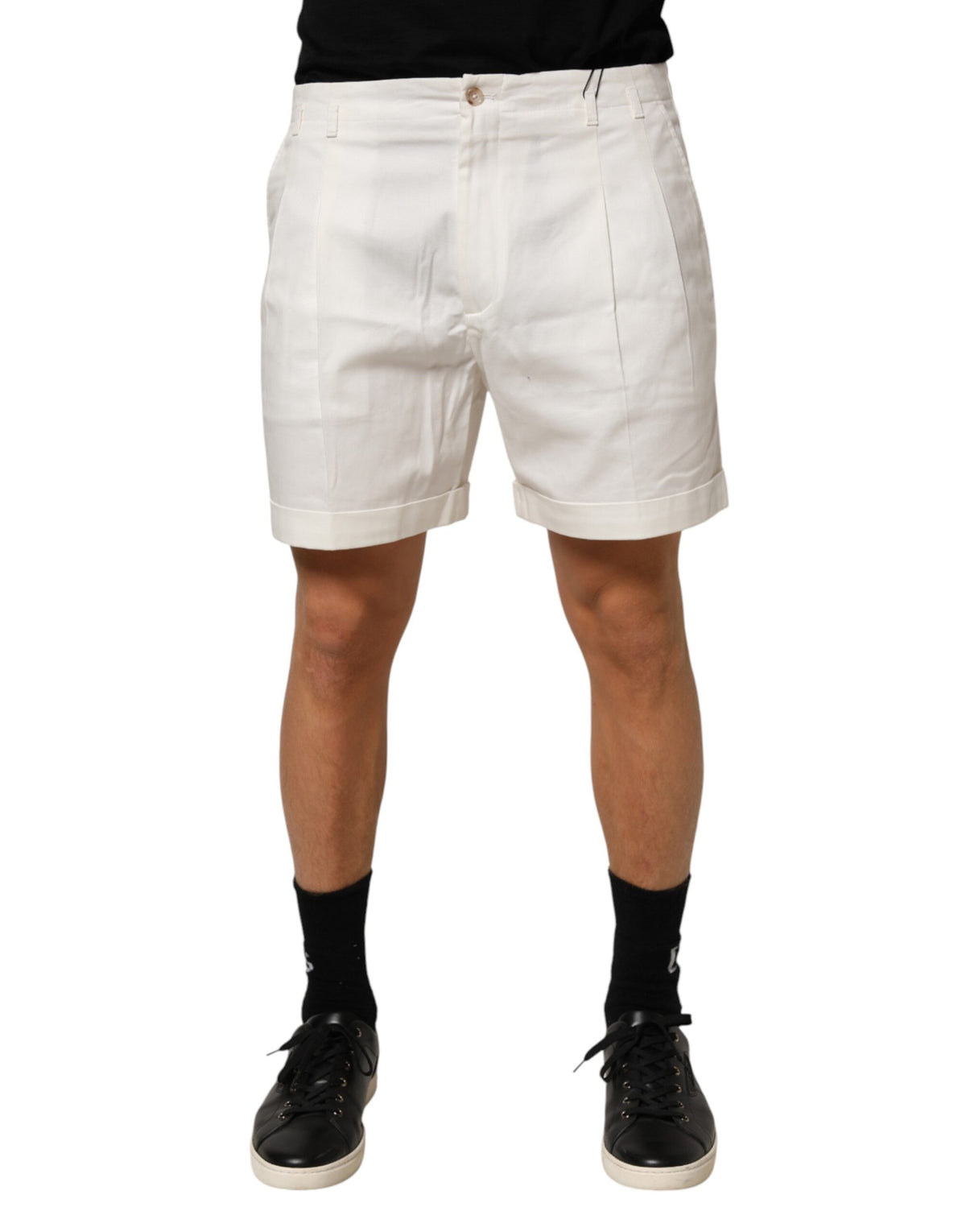 Dolce & Gabbana White Cotton Mid Waist Men Bermuda Men's Shorts
