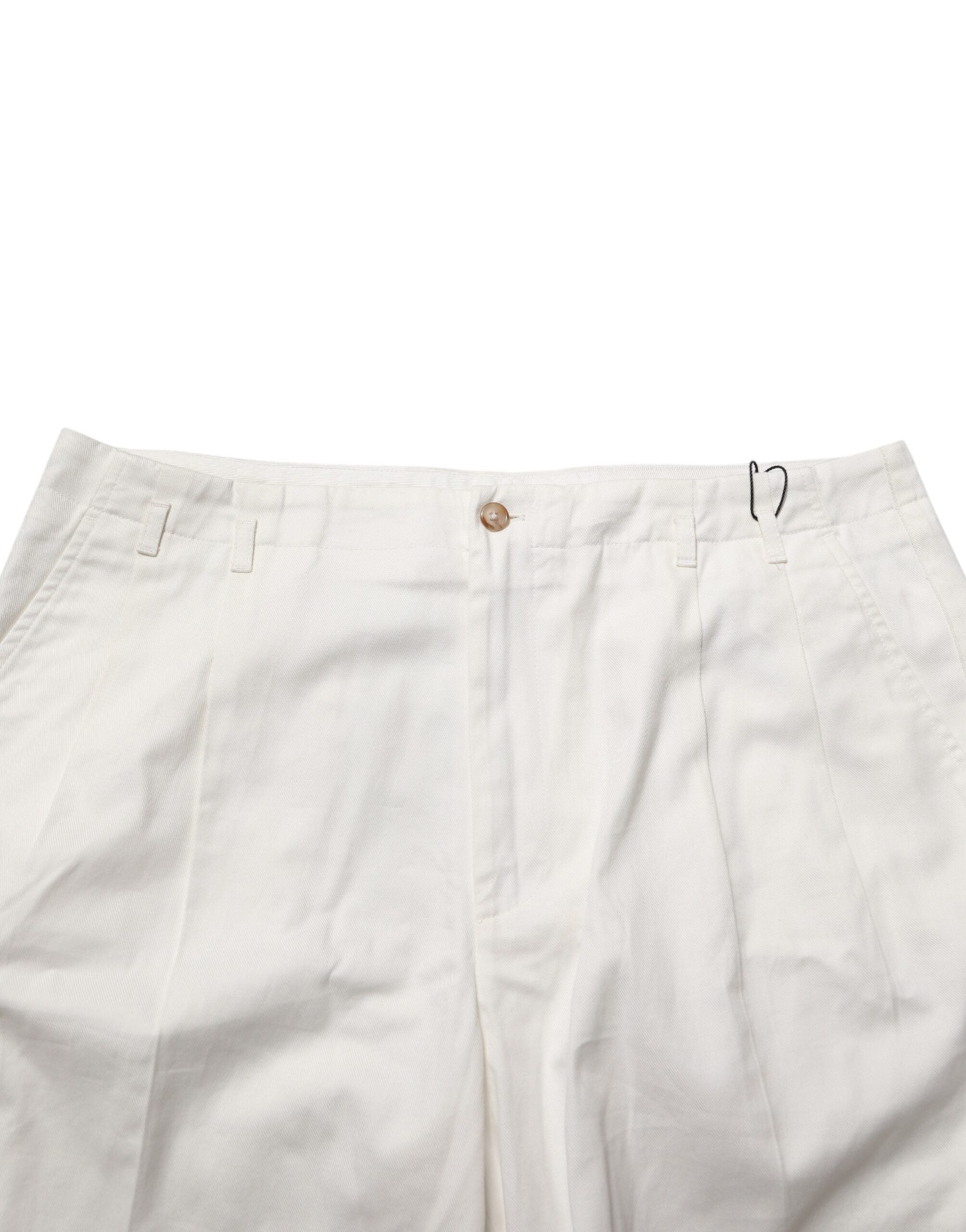 Dolce & Gabbana White Cotton Mid Waist Men Bermuda Men's Shorts (Pre-Owned)