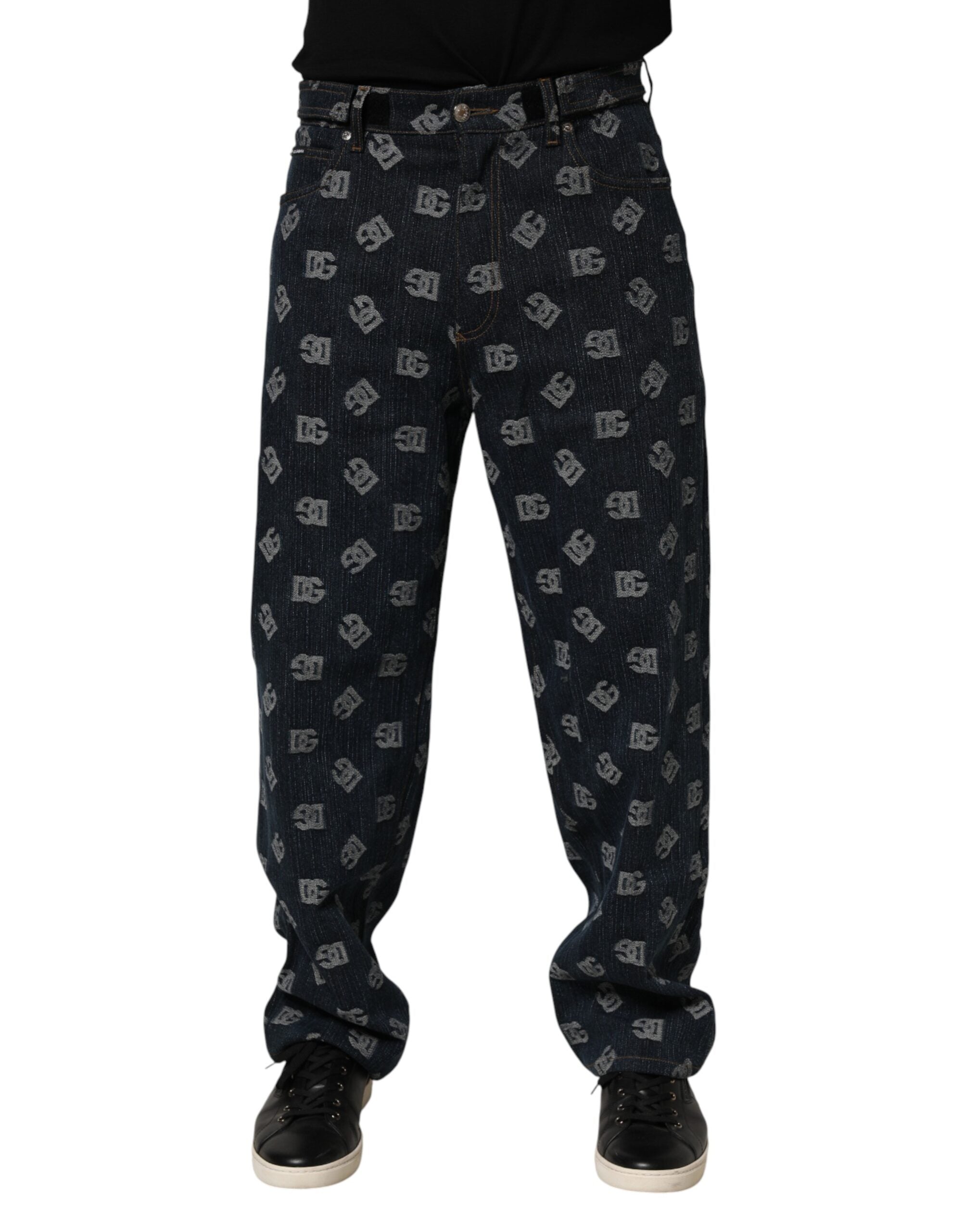 Dolce & Gabbana Blue Logo Print Straight Denim Men Men's Jeans