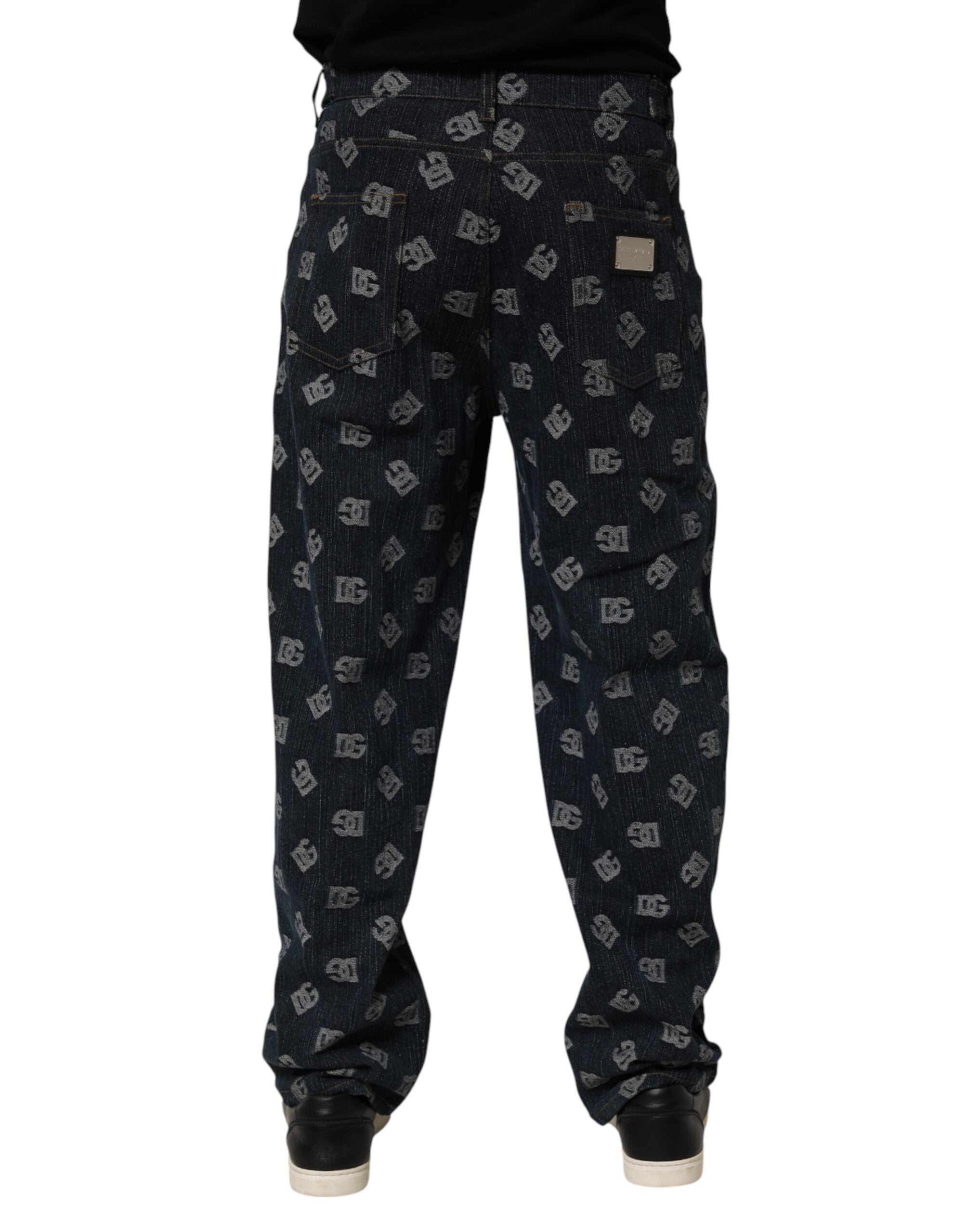 Dolce & Gabbana Blue Logo Print Straight Denim Men Men's Jeans