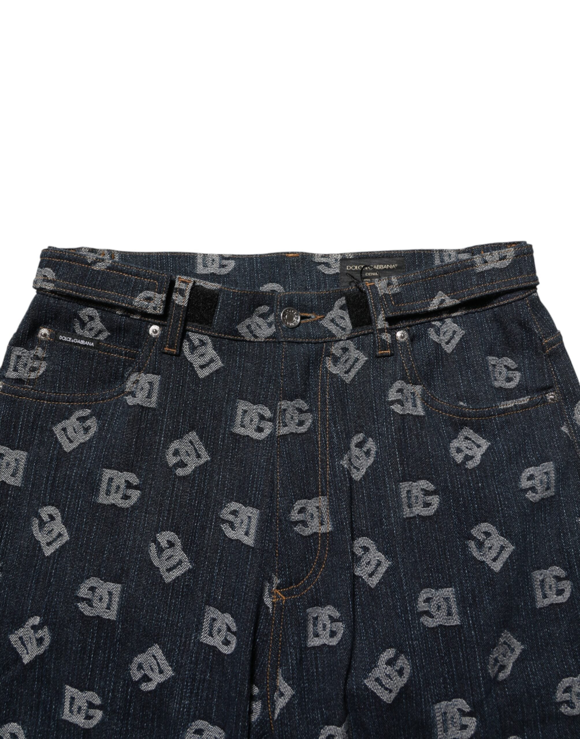 Dolce & Gabbana Blue Logo Print Straight Denim Men Men's Jeans