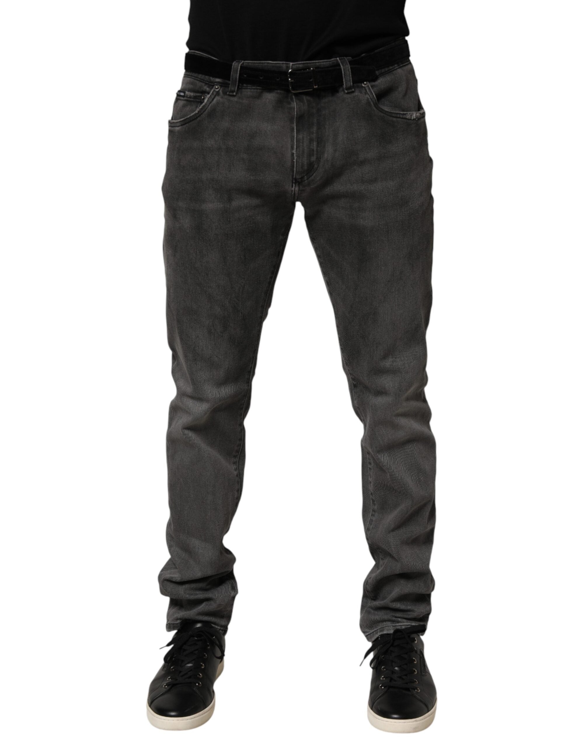 Dolce & Gabbana Dark Gray Cotton Skinny Men Denim Women's Jeans (Pre-Owned)