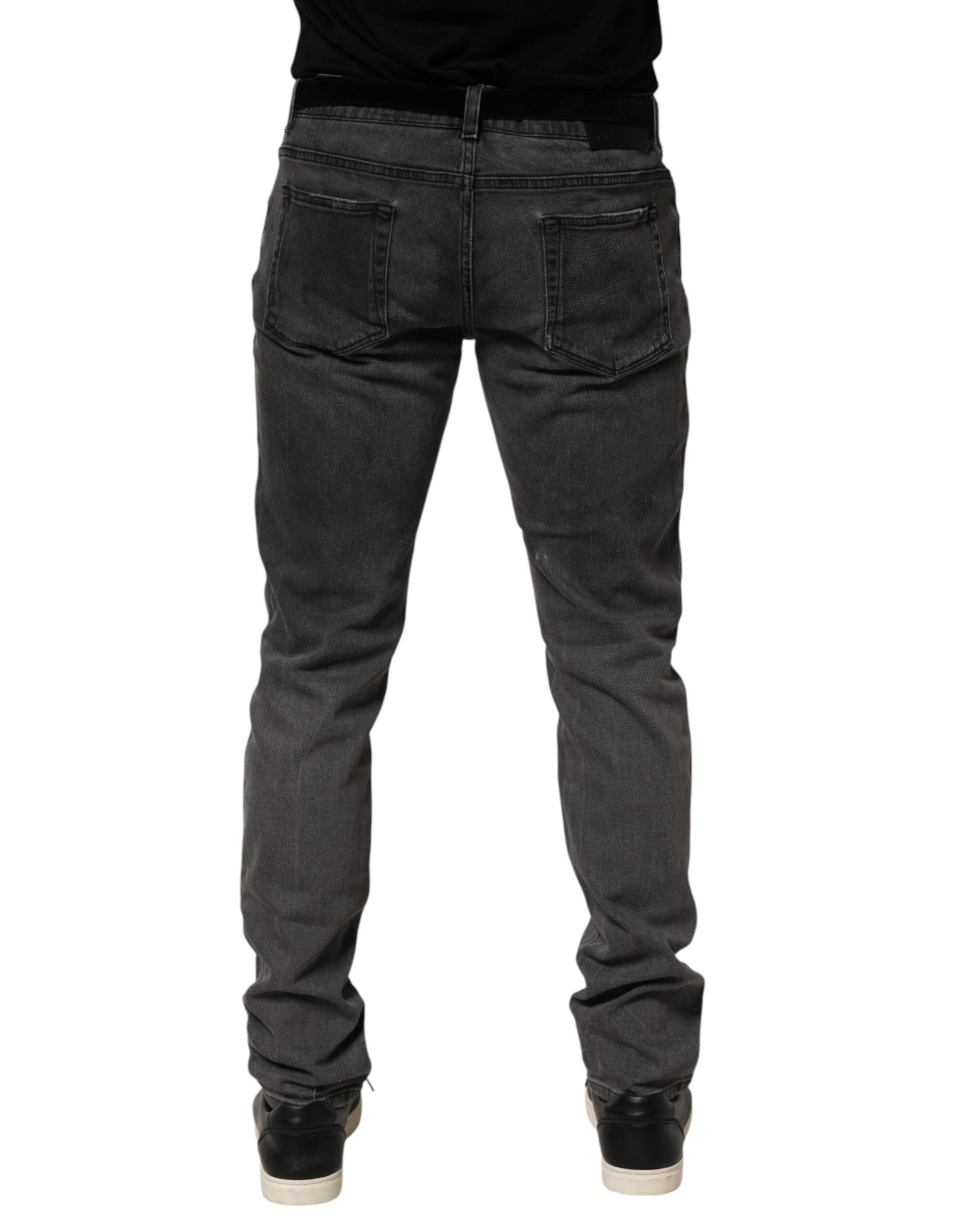 Dolce & Gabbana Dark Gray Cotton Skinny Men Denim Women's Jeans (Pre-Owned)