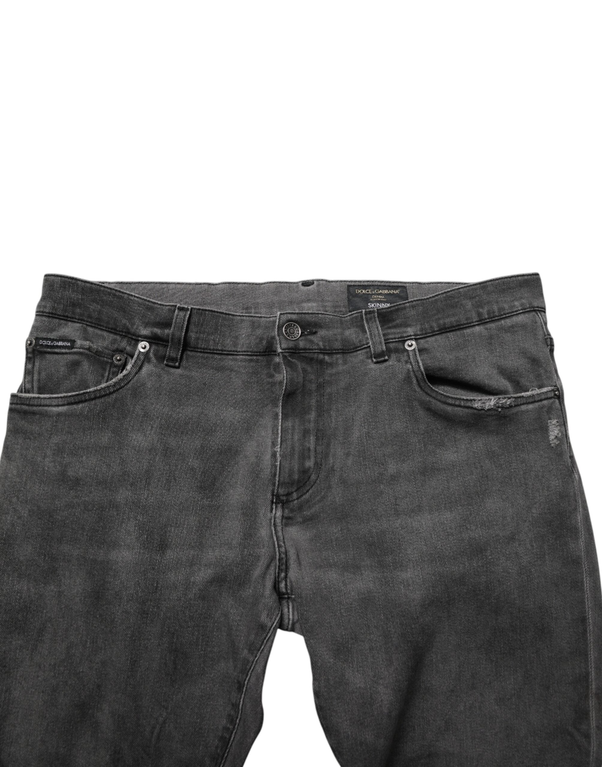 Dolce & Gabbana Dark Gray Cotton Skinny Men Denim Women's Jeans (Pre-Owned)