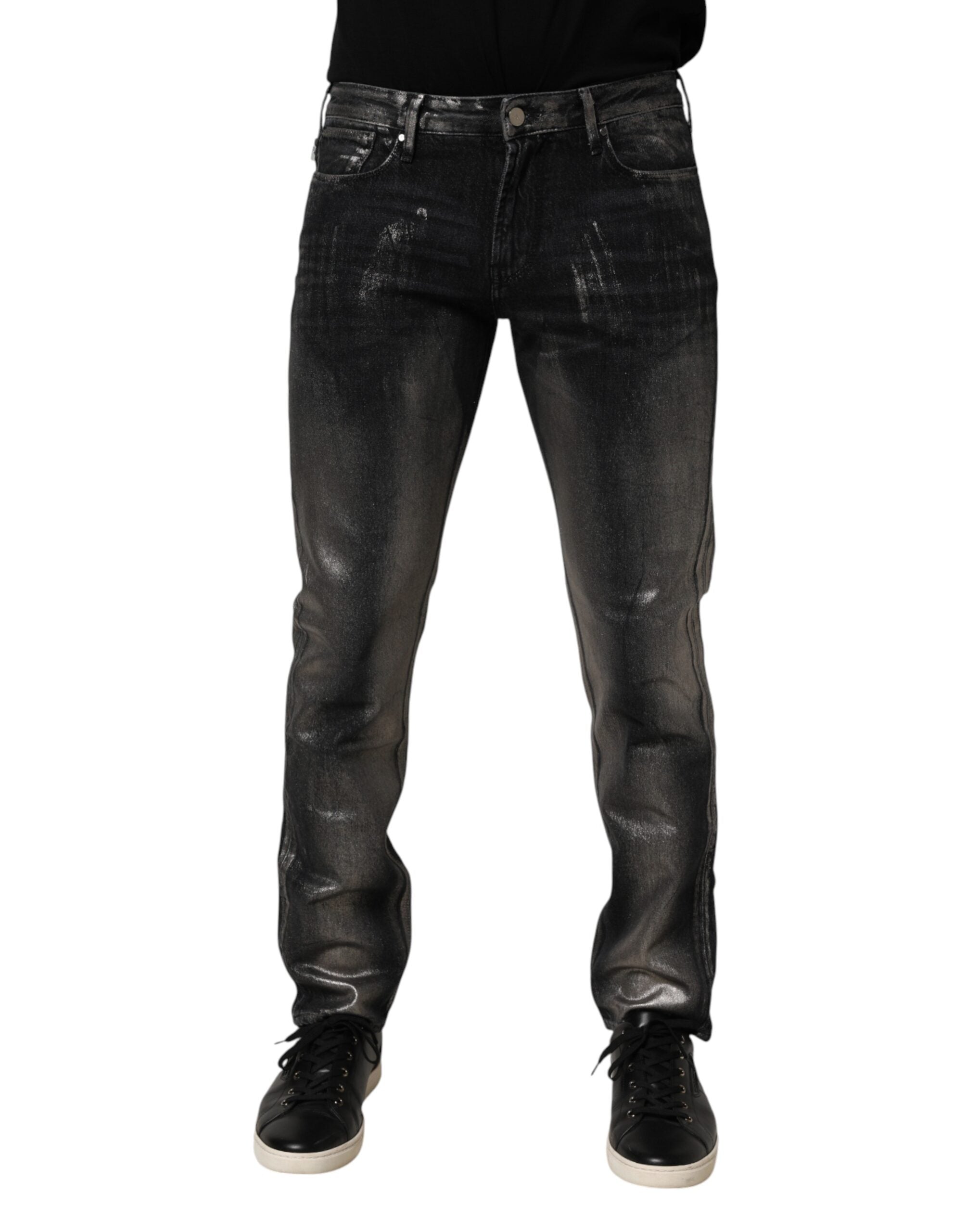 Emporio Armani Black Washed Slim Fit Men Denim Trouser Men's Jeans (Pre-Owned)