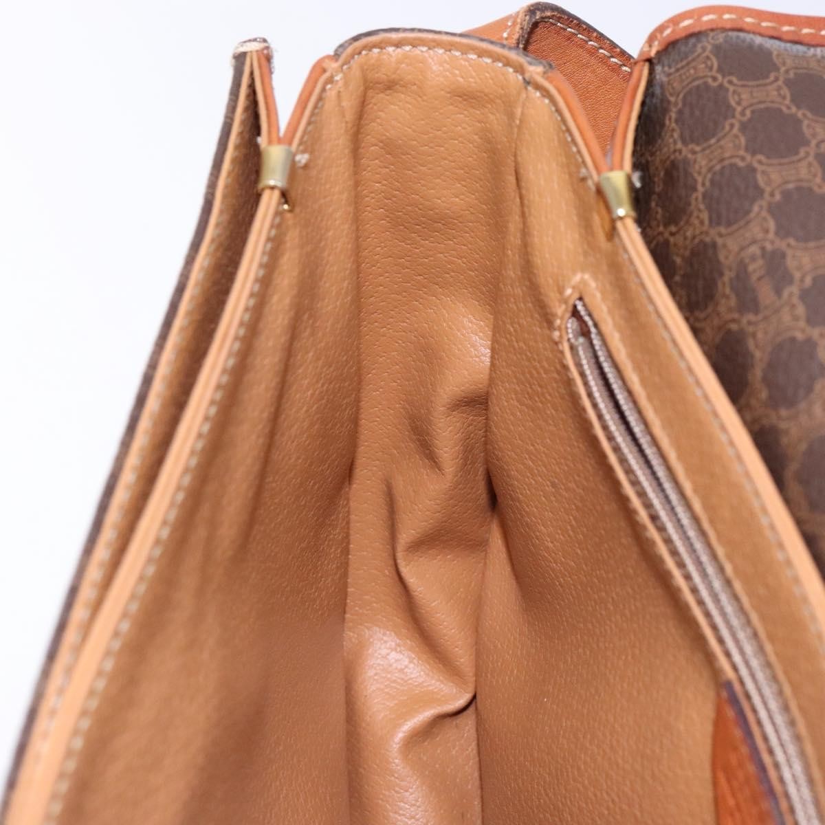 Celine Macadam Shoulder Pvc Leather Brown Canvas Bag (Pre-Owned)