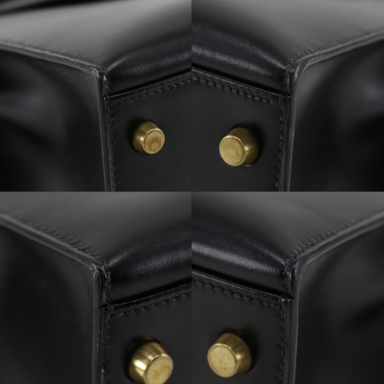 Hermes Kelly Black Box Calf With Gold Hardware Black Leather Handbag (Pre-Owned)