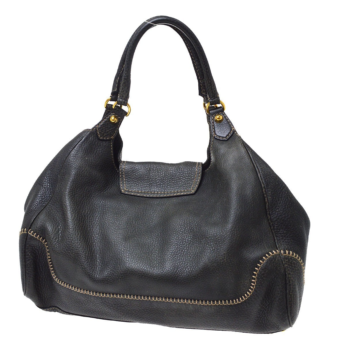 Gucci New Pelham Tote Leather Black Leather Handbag (Pre-Owned)