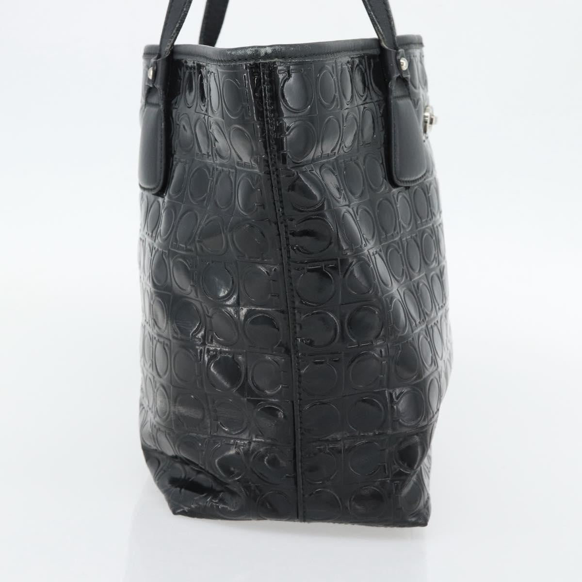 Salvatore Ferragamo Gancini Tote Patent Leather Black Patent_Leather Tote Bag Bag (Pre-Owned)