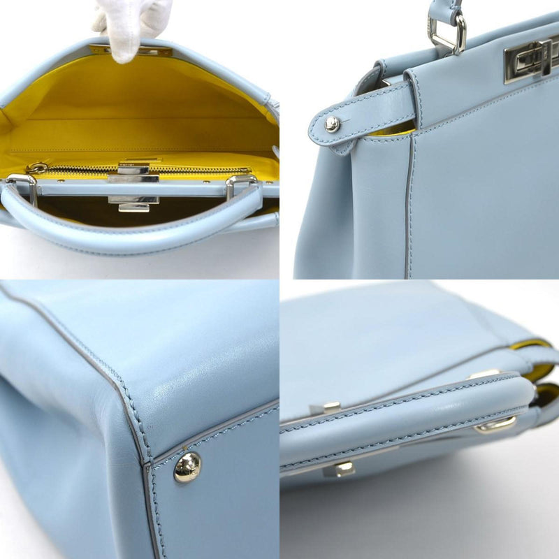 Fendi Peekaboo X-Lite Medium Blue Leather Handbag (Pre-Owned)