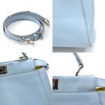 Fendi Peekaboo X-Lite Medium Blue Leather Handbag (Pre-Owned)