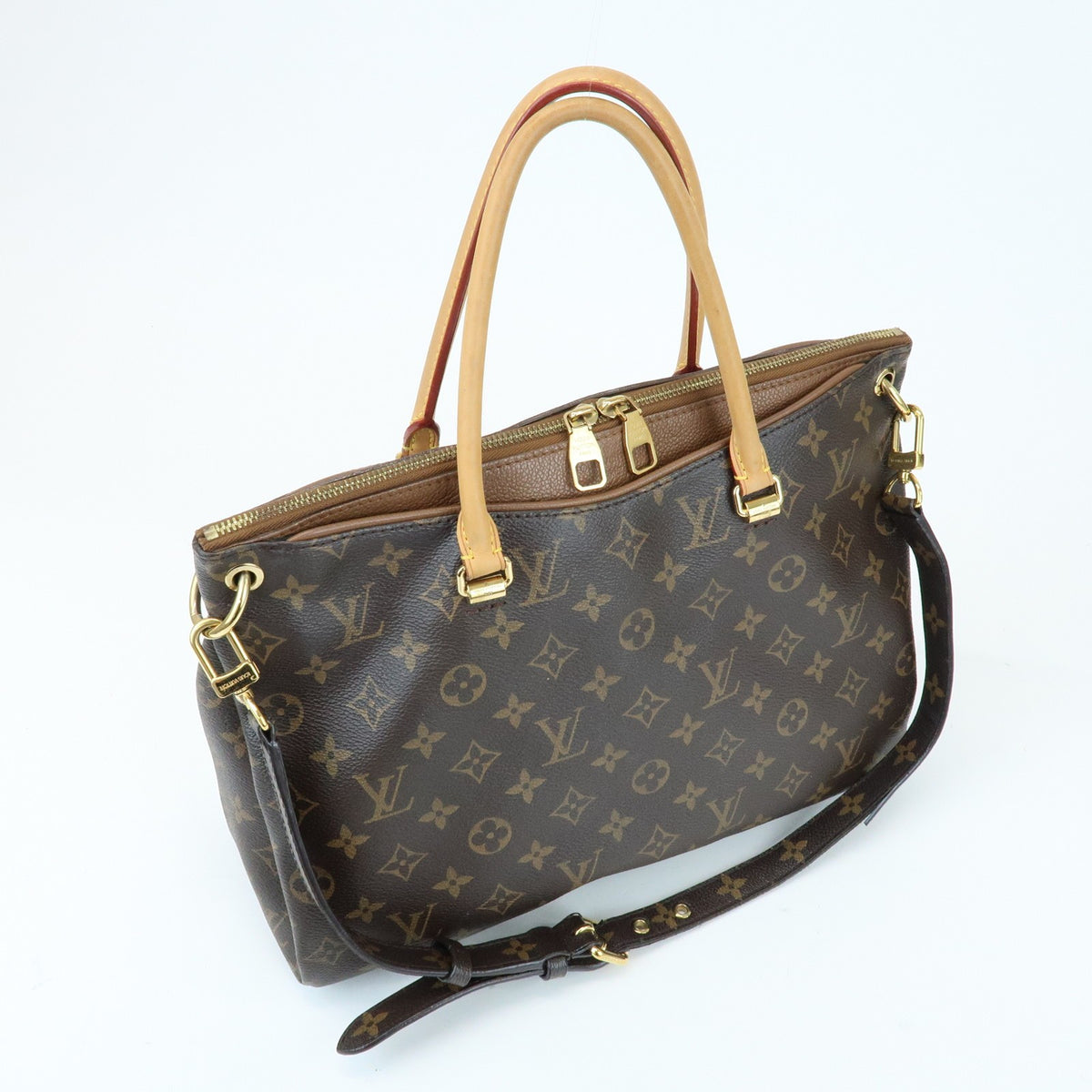 Louis Vuitton Pallas Monogram Canvas With Leather Brown Canvas Tote Bag Bag (Pre-Owned)