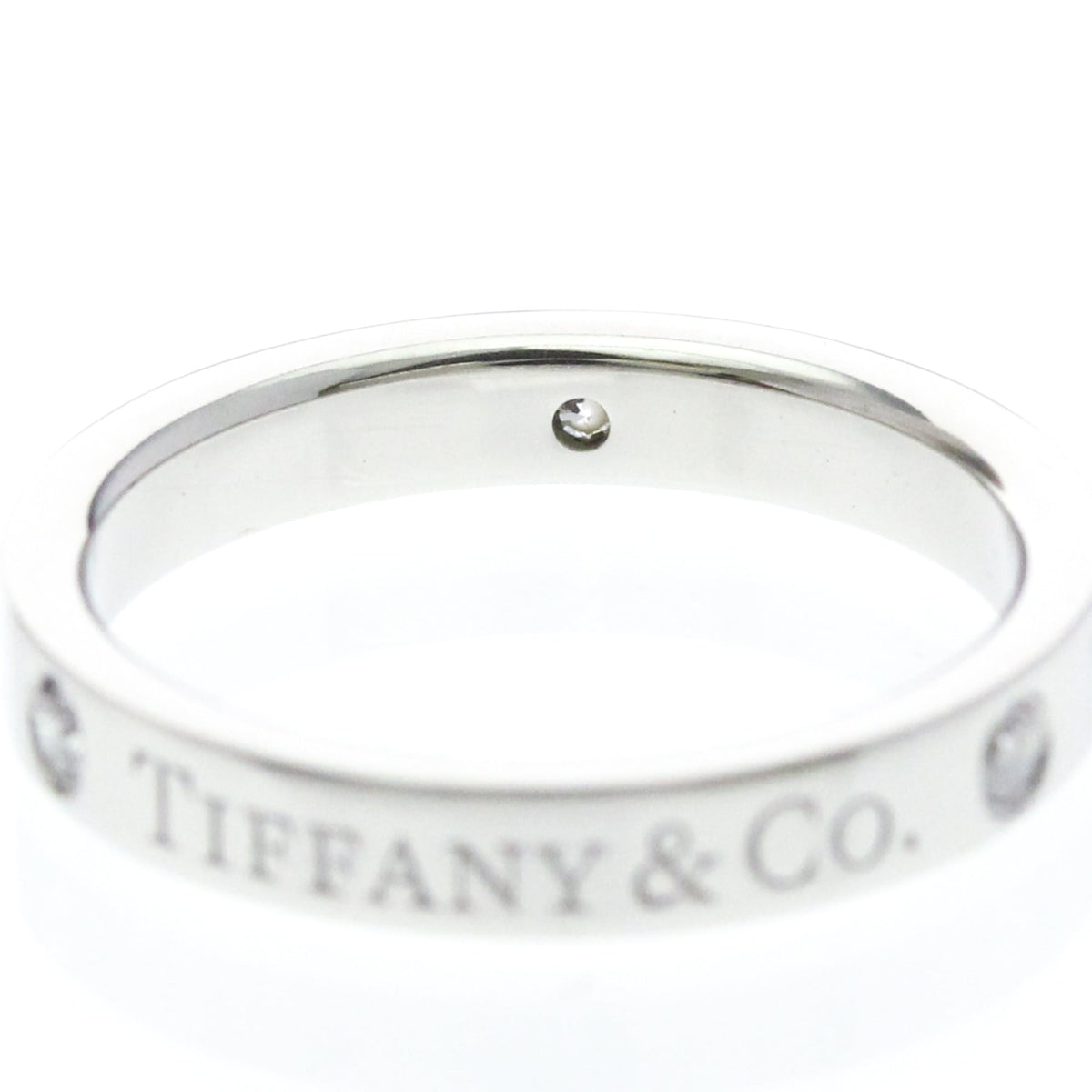 Tiffany & Co. Logo Band Platinum And Diamonds Silver Platinum Ring Jewelry (Pre-Owned)