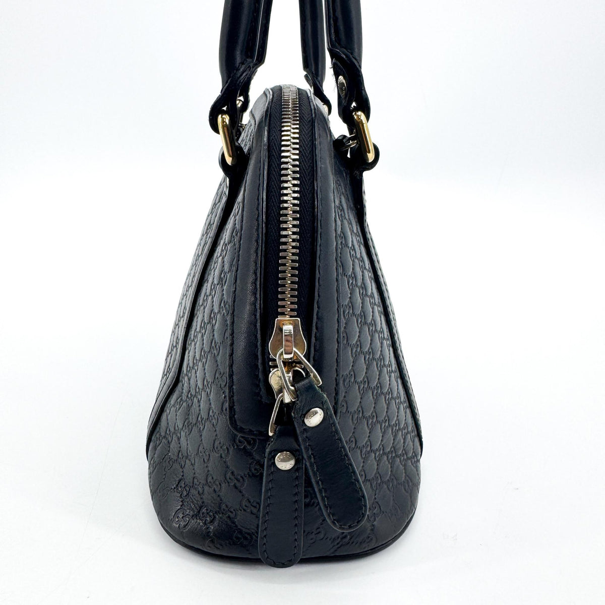 Gucci Convertible Dome Satchel Microguccissima Leather Black Leather Handbag (Pre-Owned)