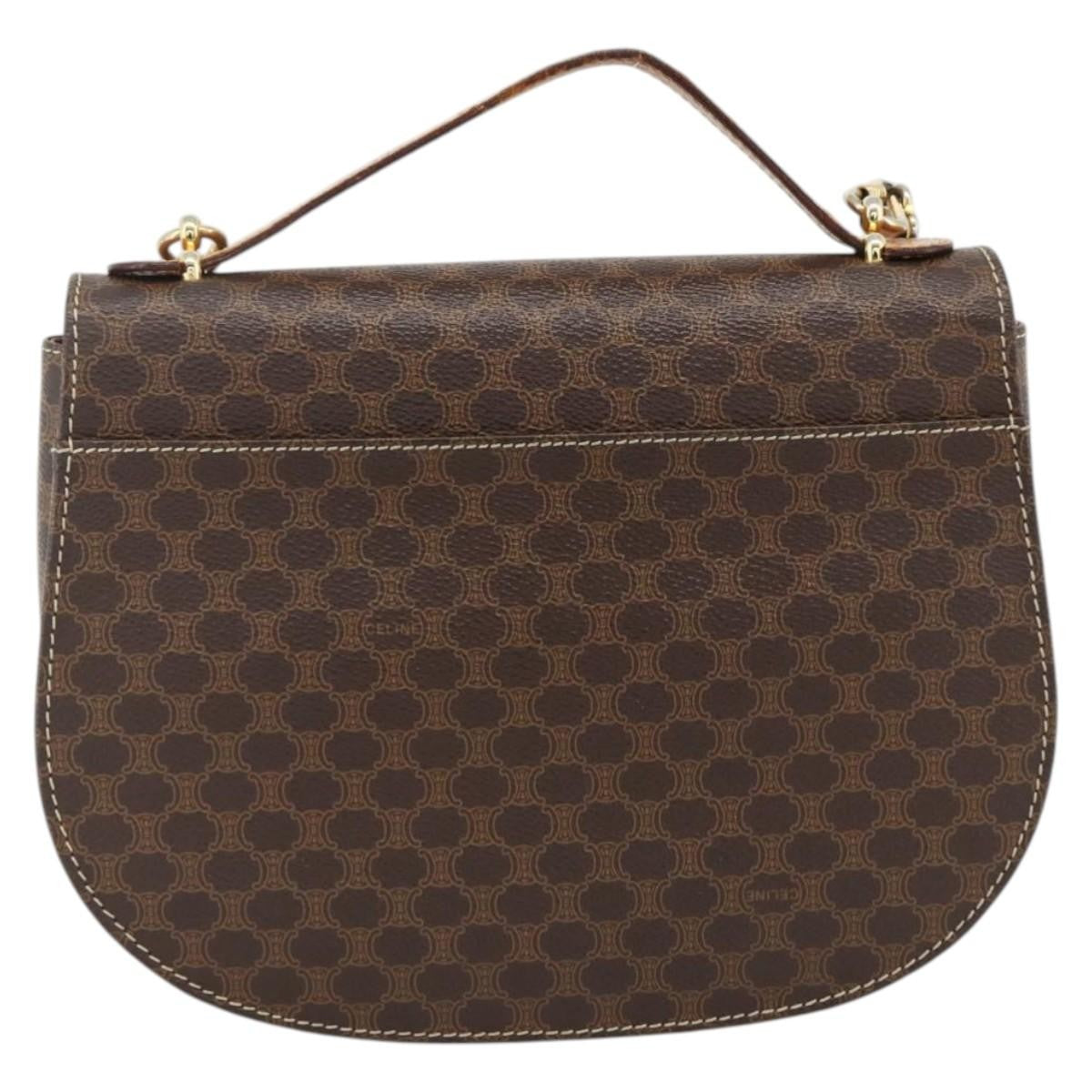 Celine Vintage Macadam Canvas And Leather Brown Canvas Handbag (Pre-Owned)
