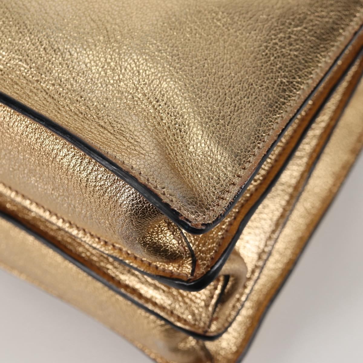 Miu Miu Madras Convertible Compartment Tote Leather Gold Leather Bag (Pre-Owned)