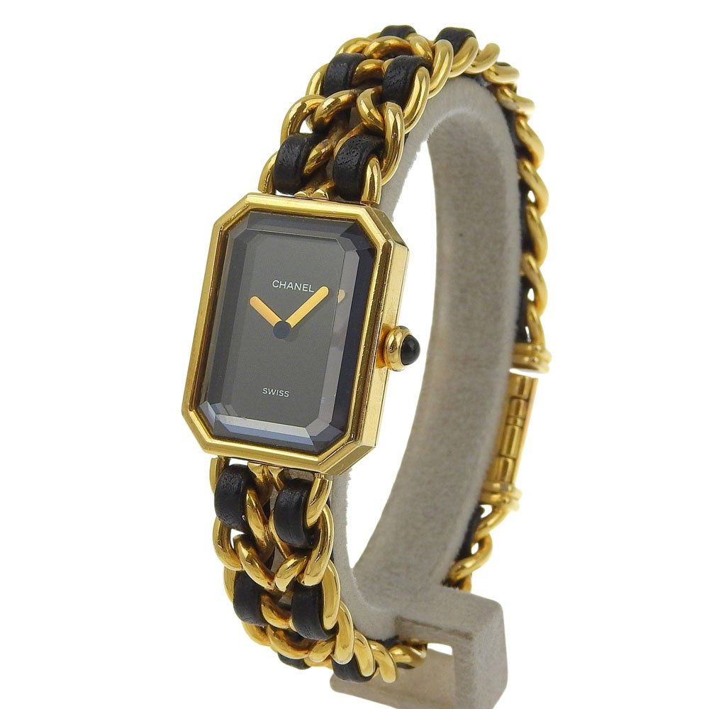 Chanel Premiere Rock Quartz Plated Metal And Leather Watch (Pre-Owned)