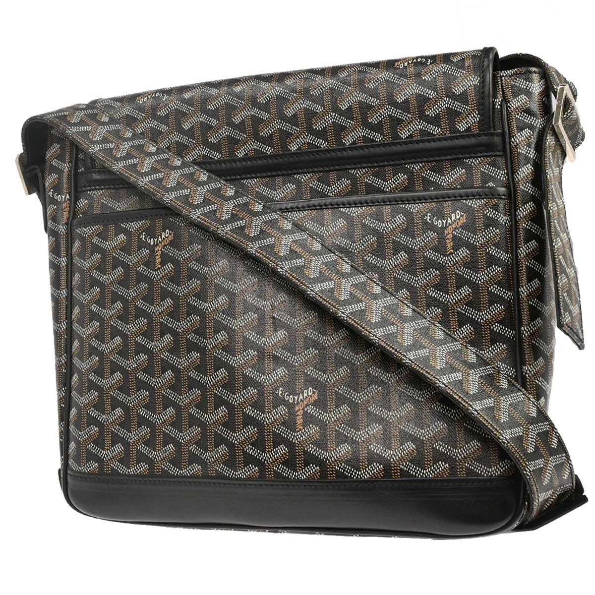 Goyard Grand Bleu Messenger Coated Canvas Black Canvas Handbag (Pre-Owned)