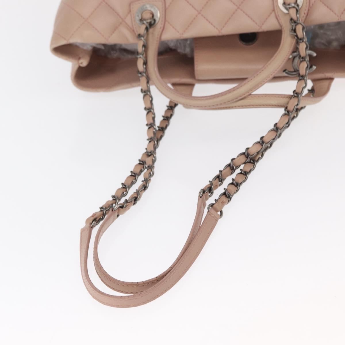Chanel Easy Shopping Quilted Calfskin Pink Leather Tote Bag Bag (Pre-Owned)