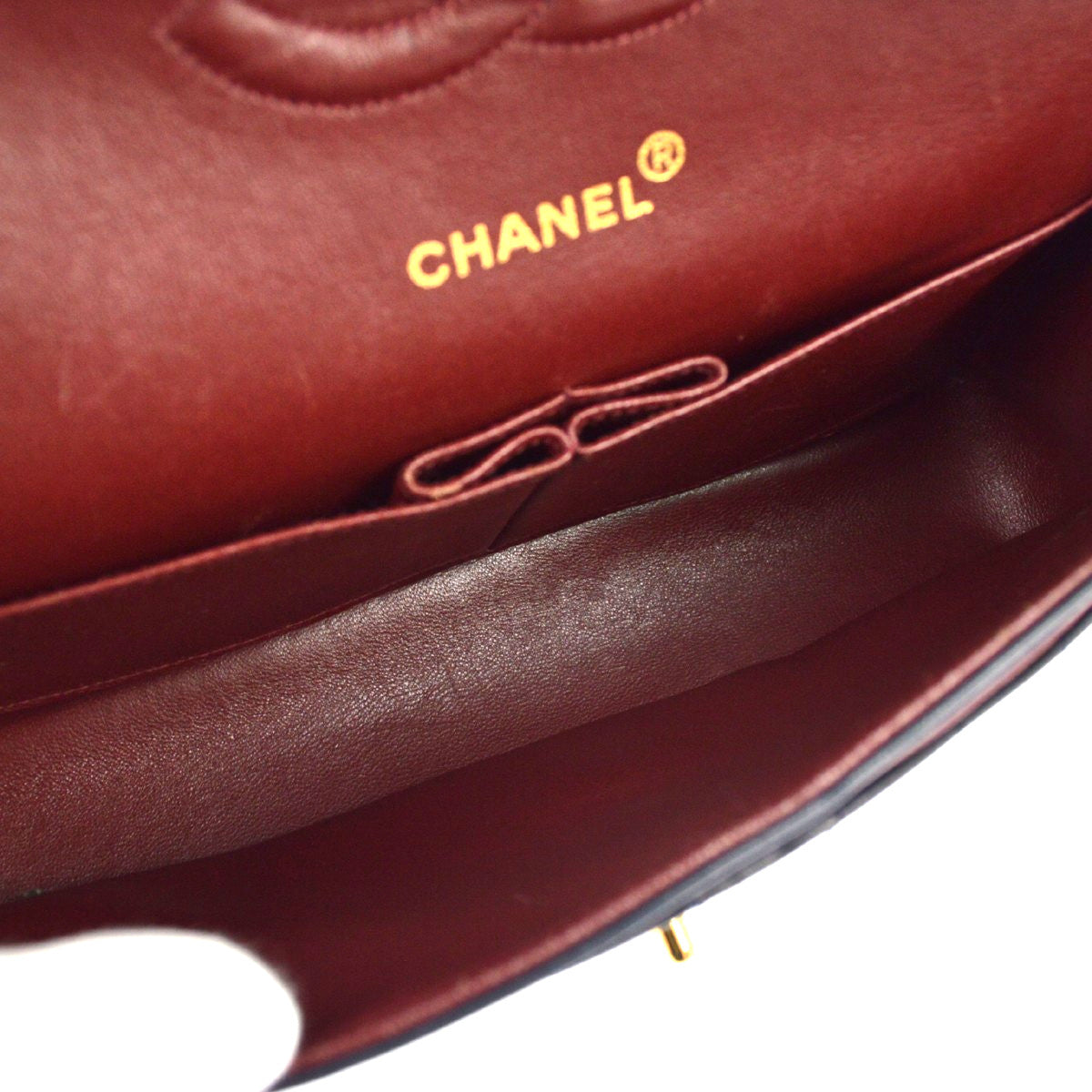 Chanel Vintage Classic Double Flap Chevron Lambskin Black Leather Shoulder Bag Bag (Pre-Owned)