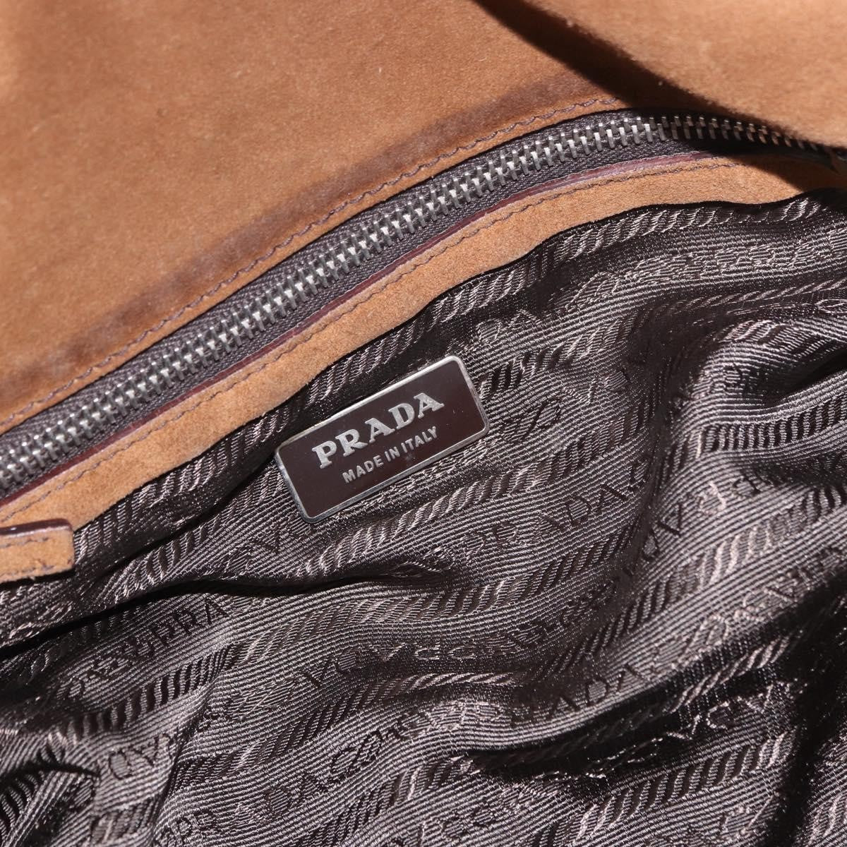 Prada Pattina Pushlock Satchel Suede Brown Suede Handbag (Pre-Owned)