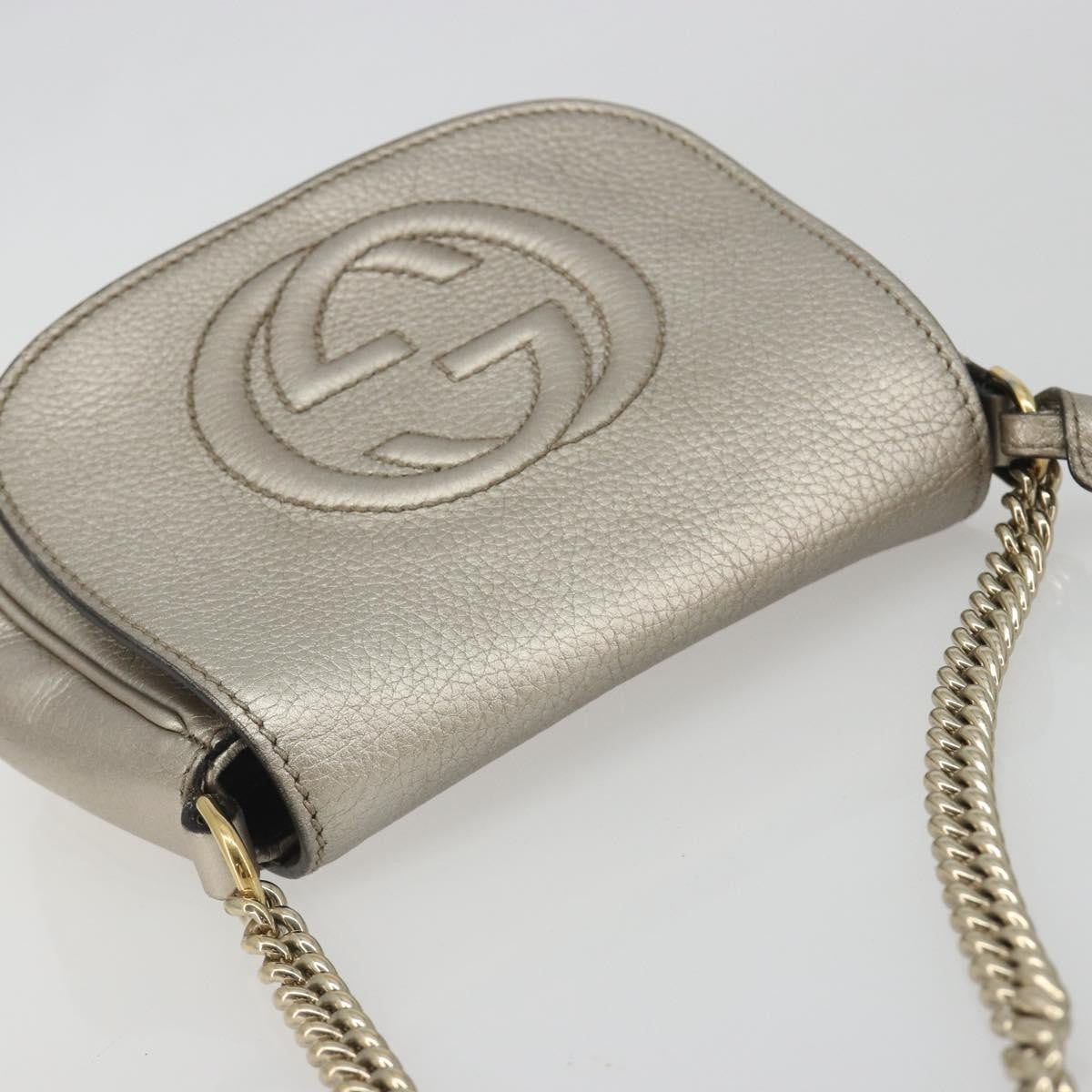 Gucci Soho Chain Leather Silver Leather Shoulder Bag Bag (Pre-Owned)