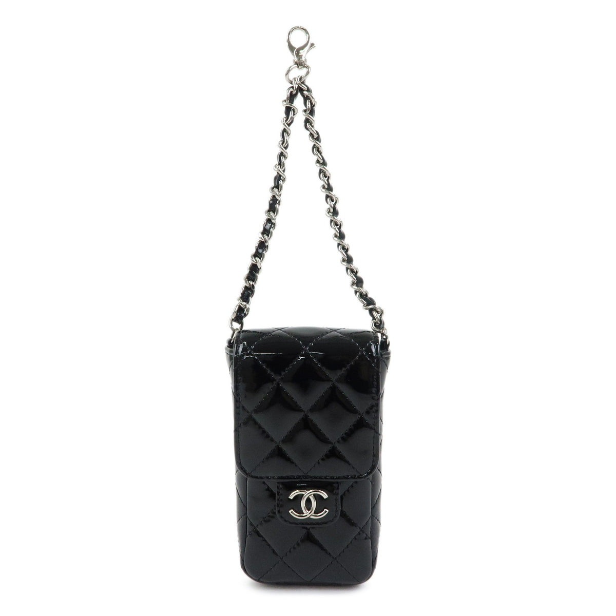 Chanel Cc Chain Phone Holder Quilted Patent Black Patent_Leather Crossbody Bag Bag (Pre-Owned)