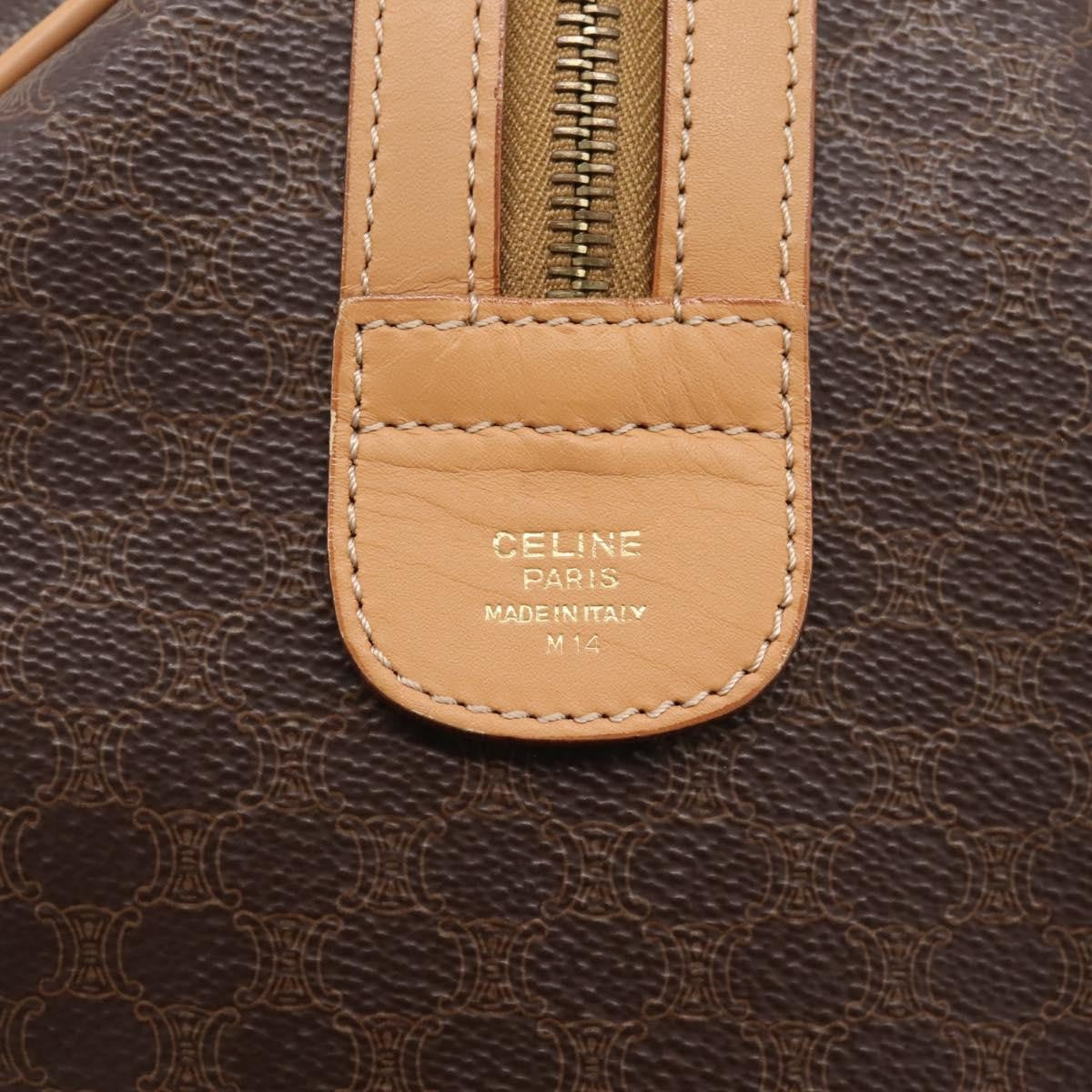 Celine Boston Triomphe Xl Coated Canvas Brown Pvc Handbag (Pre-Owned)