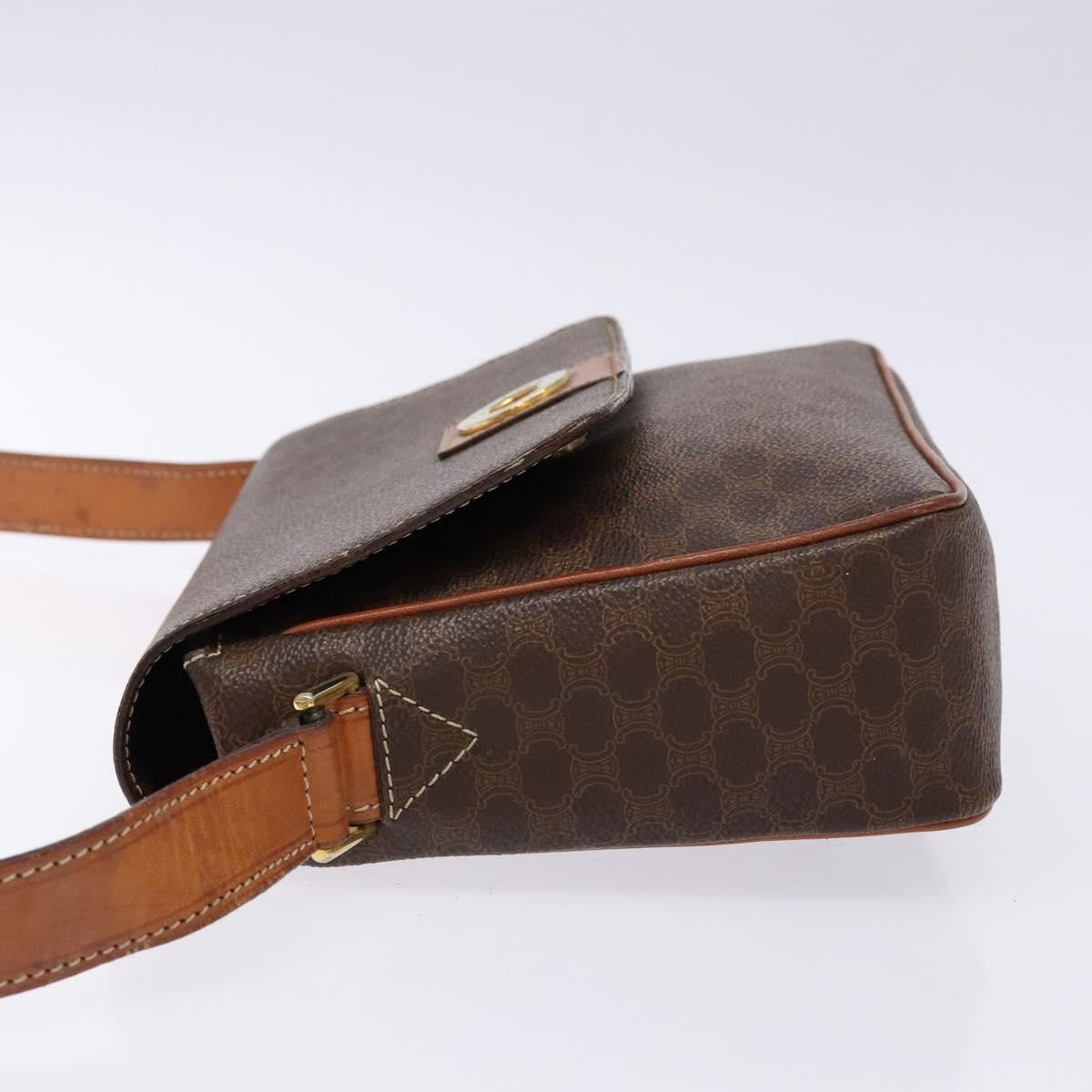 Celine Macadam Shoulder Pvc Leather Brown Canvas Bag (Pre-Owned)