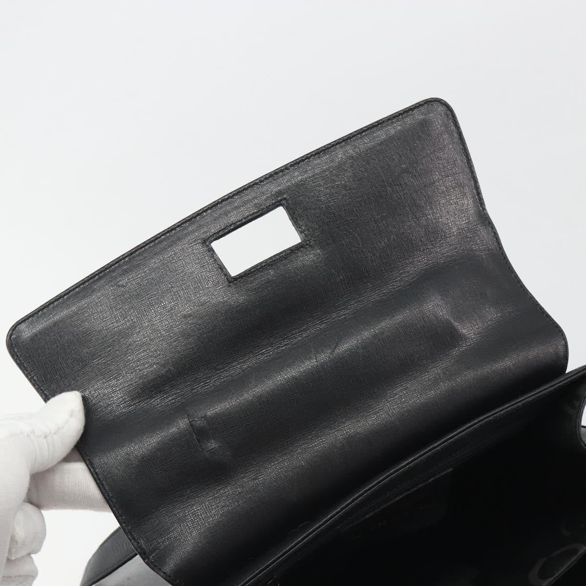 Salvatore Ferragamo Gancini Leather Black Leather Handbag (Pre-Owned)