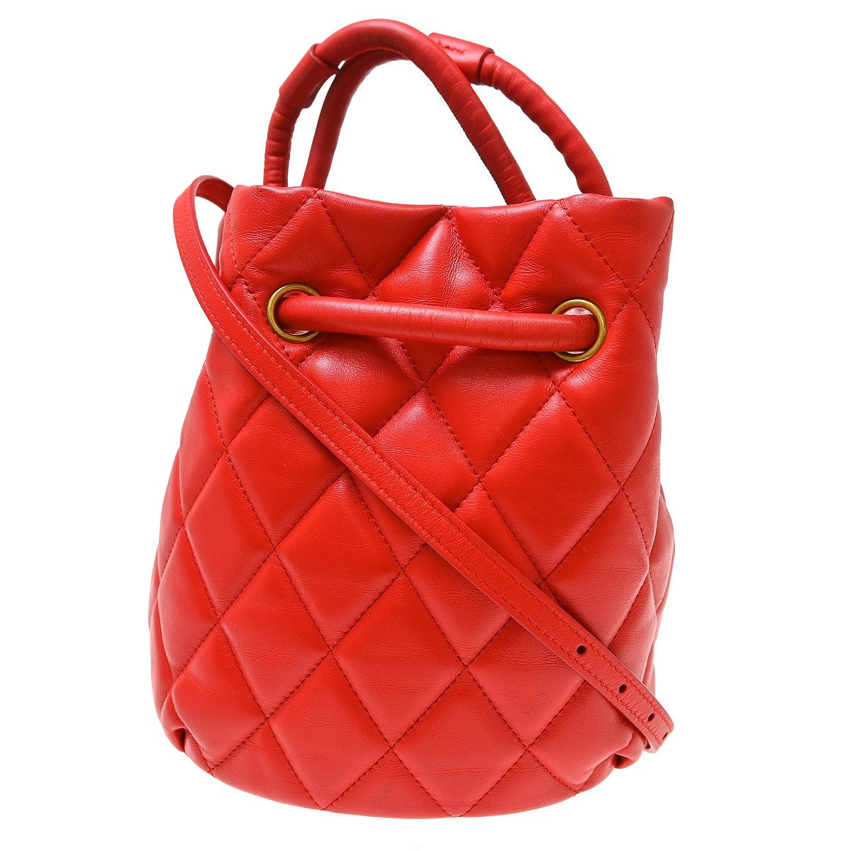 Balenciaga Touch B. Bucket Quilted Leather Red Leather Handbag (Pre-Owned)