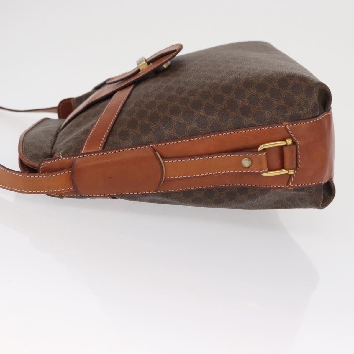 Celine Vintage Macadam Canvas And Leather Brown Canvas Shoulder Bag Bag (Pre-Owned)
