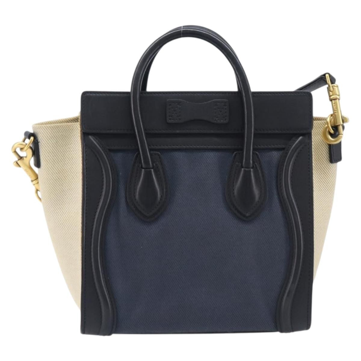 Celine Tricolor Luggage Canvas And Leather Navy Canvas Handbag (Pre-Owned)