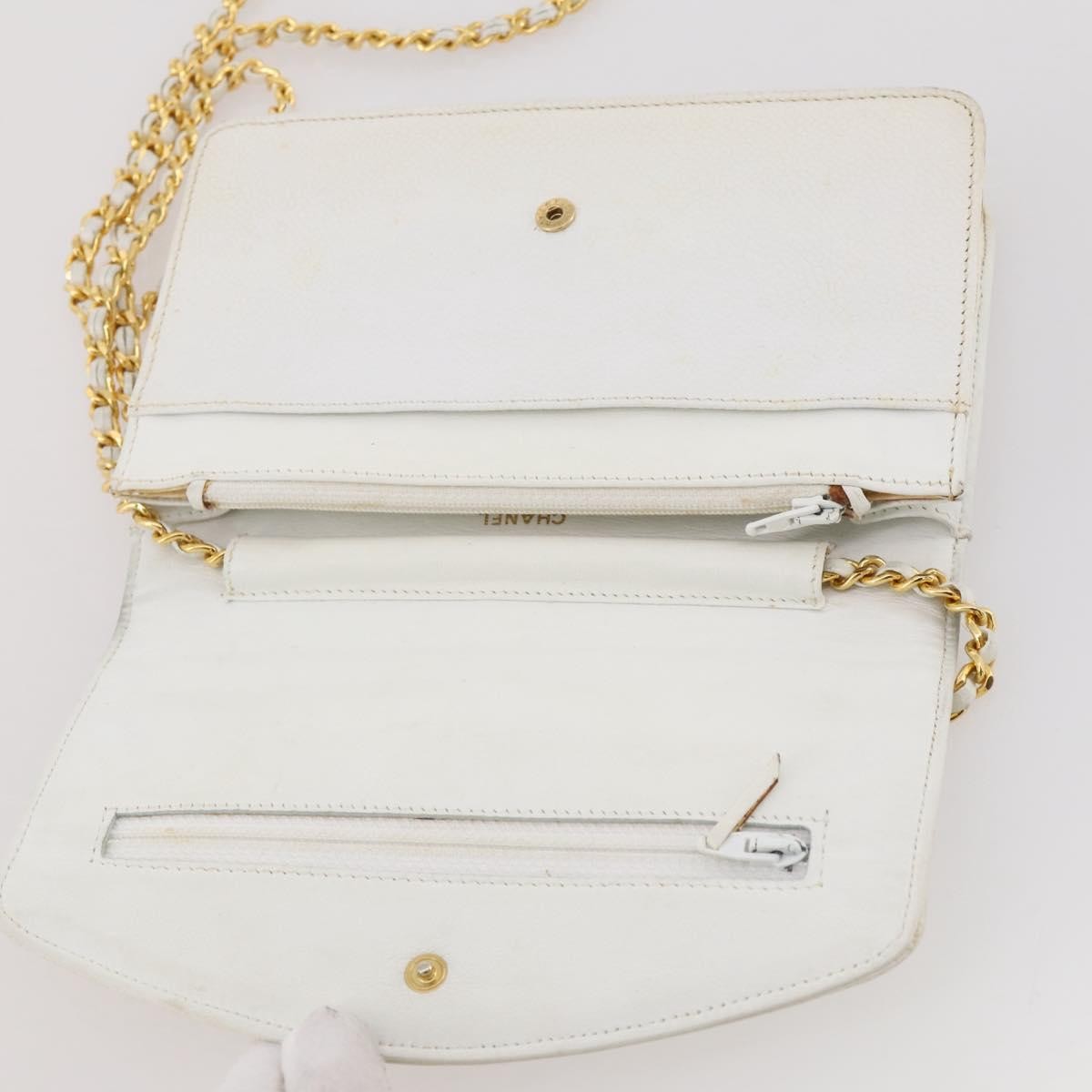 Chanel Vintage Timeless Wallet On Chain Caviar White Leather Crossbody Bag Bag (Pre-Owned)