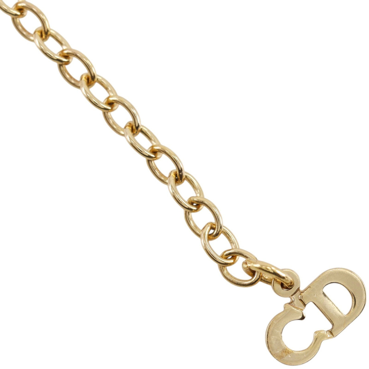 Christian Dior Bow Cd Pendant Metal With Crystal Gold Gold_Plated Necklace Jewelry (Pre-Owned)