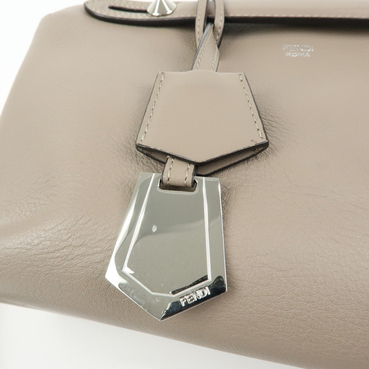 Fendi By The Way Satchel Leather Beige Leather Handbag (Pre-Owned)