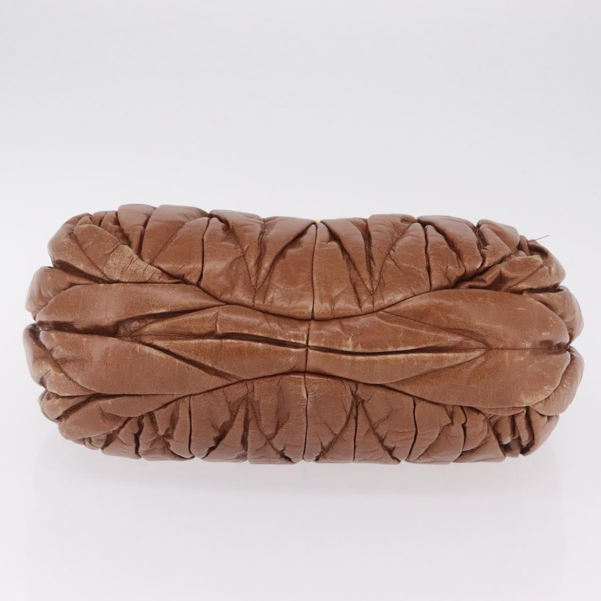 Miu Miu Coffer Satchel Matelasse Leather Brown Leather Handbag (Pre-Owned)