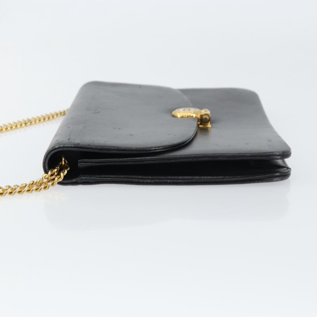 Christian Dior Vintage Chain Flap Leather Black Leather Shoulder Bag Bag (Pre-Owned)