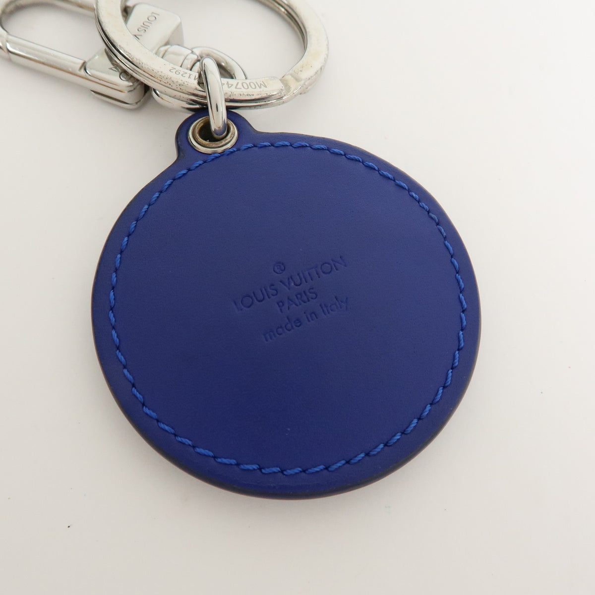 Louis Vuitton Lv Circle Bag Charm And Key Holder Metal Blue Leather Charms And Keychains Accessory (Pre-Owned)