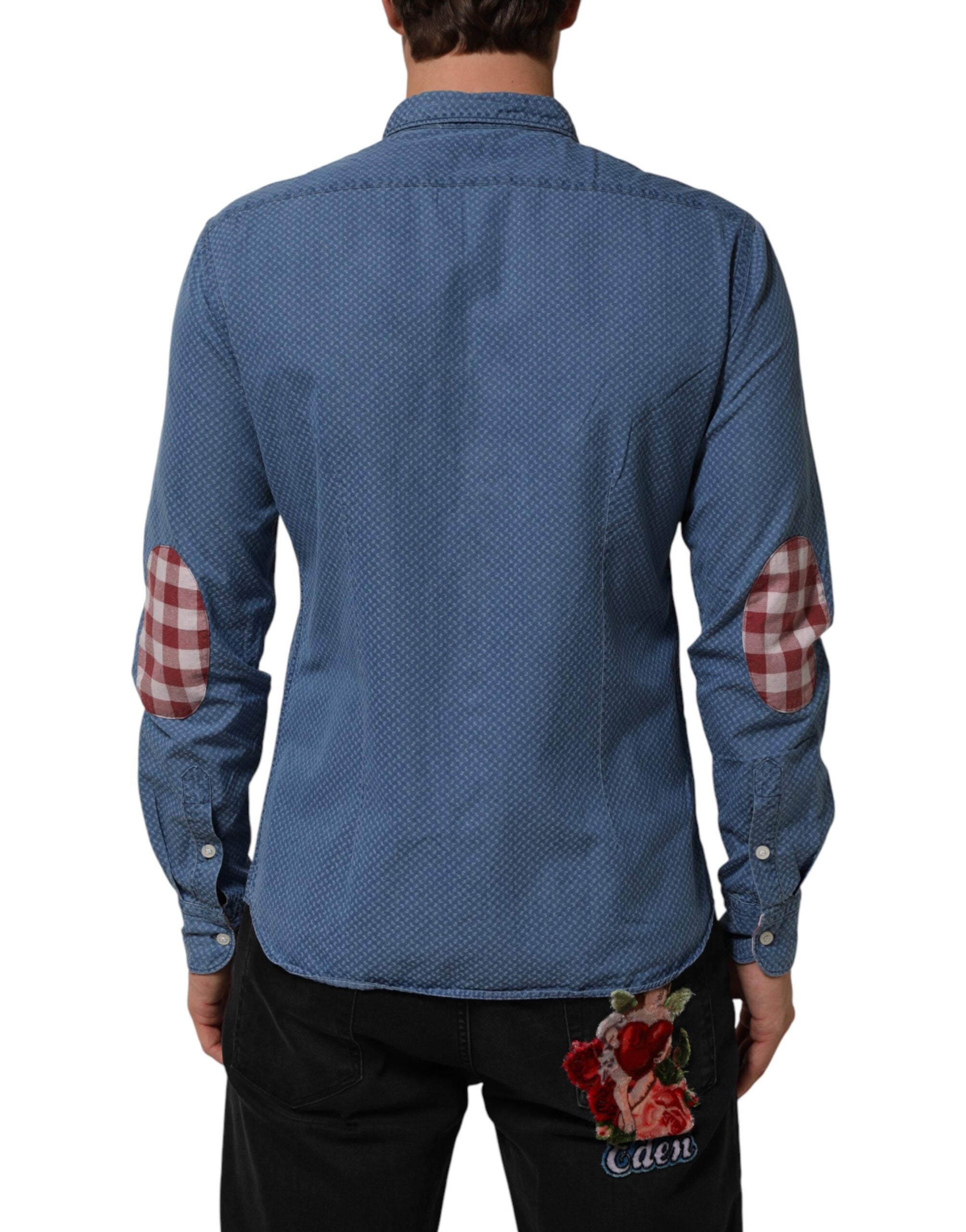 AGLINI Blue Cotton Slim Fit Collared Long Sleeve Casual Men's Shirt (Pre-Owned)