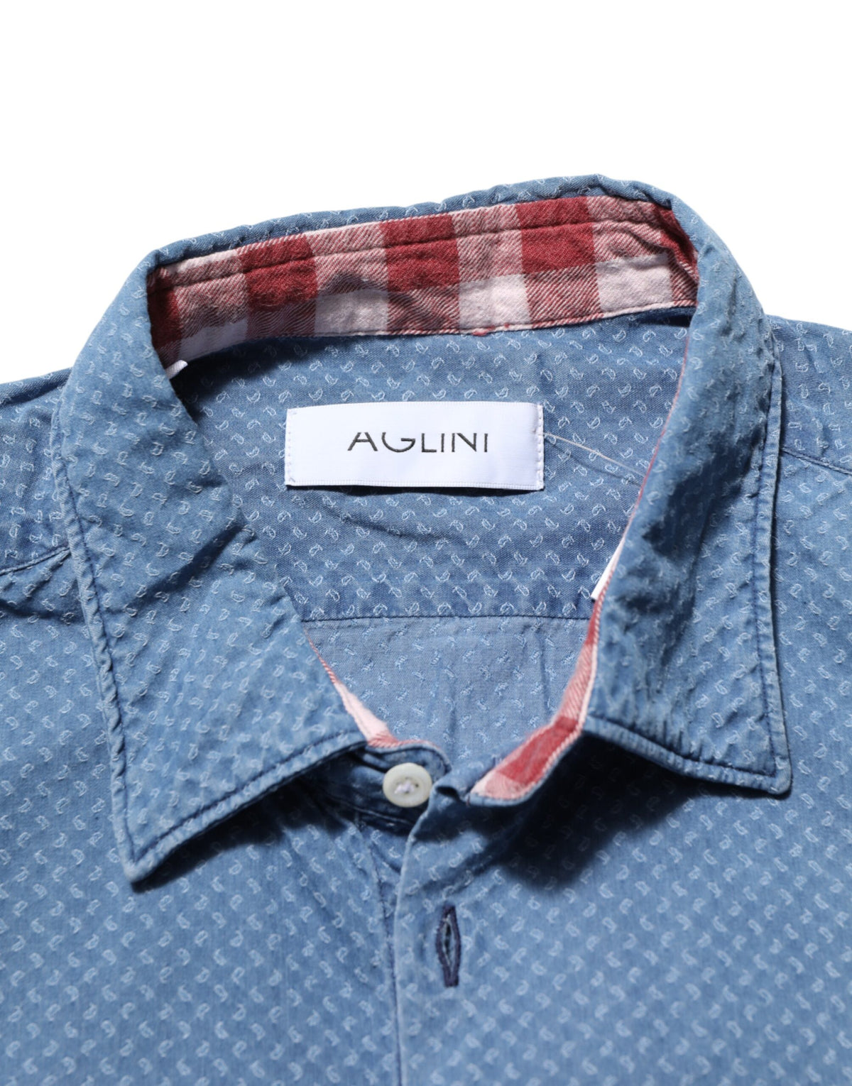 AGLINI Blue Cotton Slim Fit Collared Long Sleeve Casual Men's Shirt (Pre-Owned)