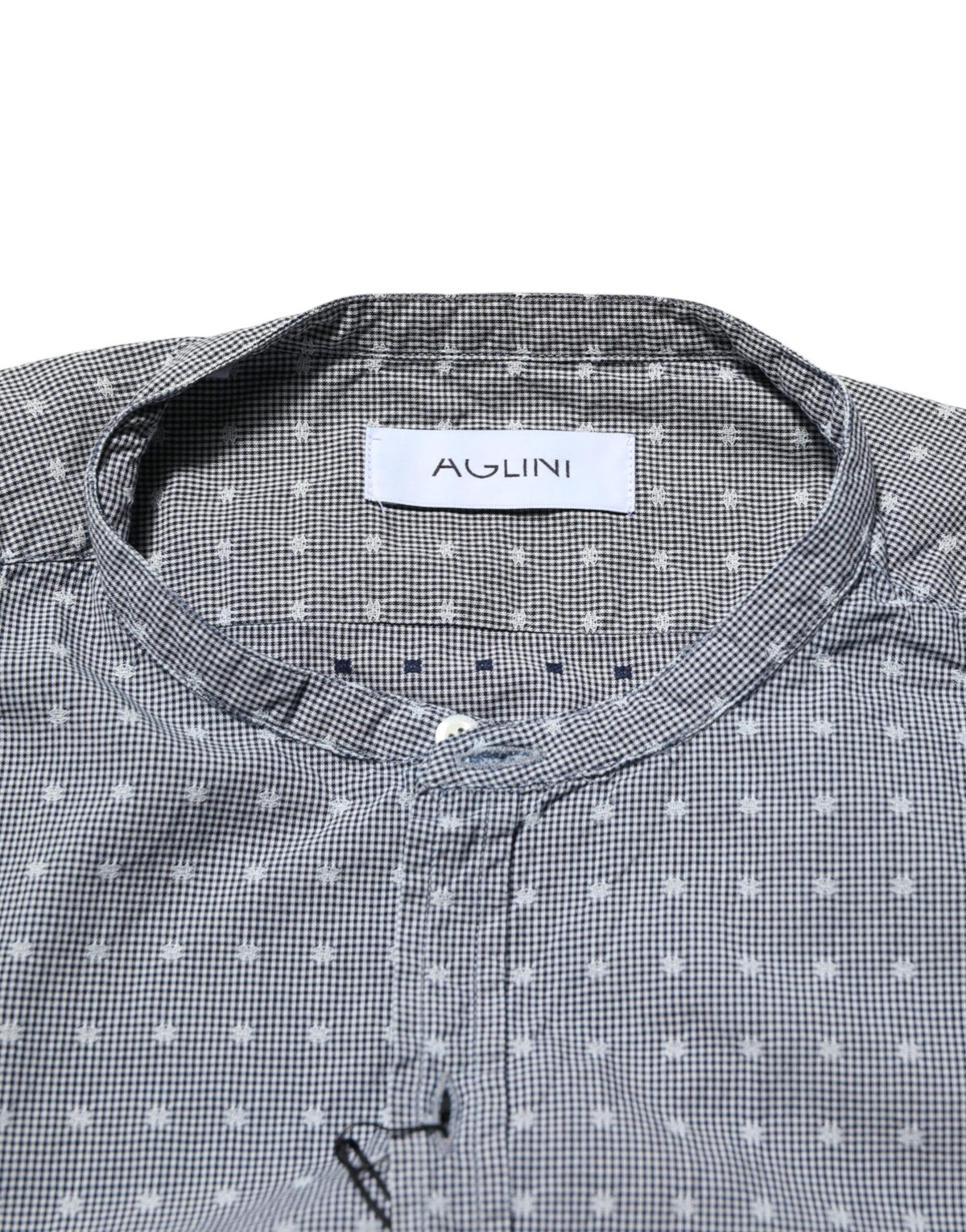 AGLINI Gray Polka Dot Cotton Button Down Long Sleeves Men's Shirt