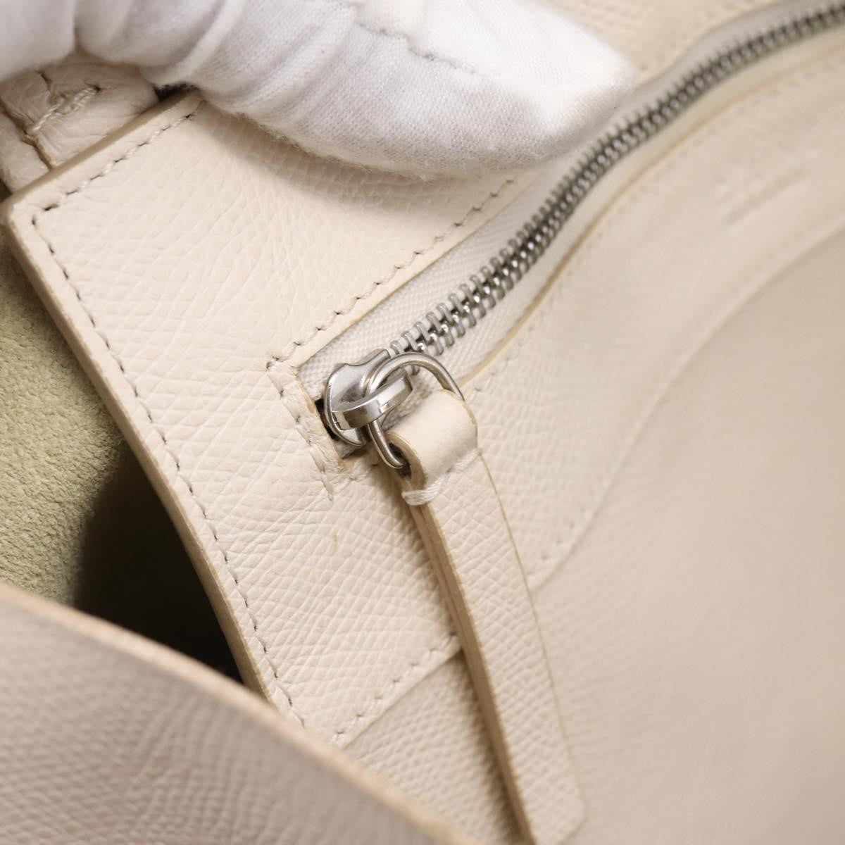 Celine Cabas Leather White Leather Tote Bag Bag (Pre-Owned)