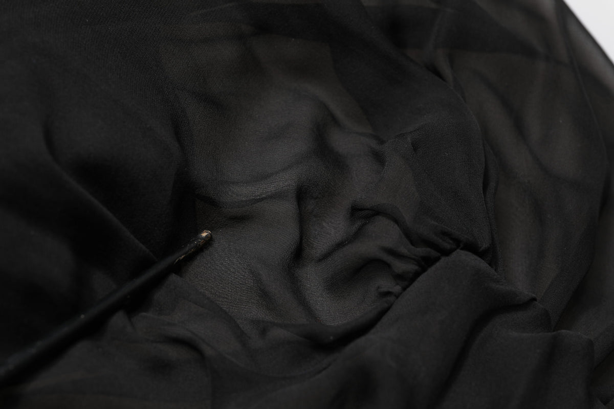 Dolce & Gabbana Black Silk Tulle Long Sleeve V-neck Women's Dress (Pre-Owned)