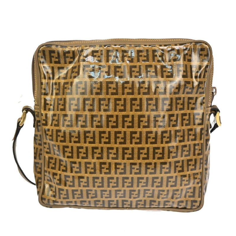 Fendi Zucchino Brown Canvas Shoulder Bag (Pre-Owned)